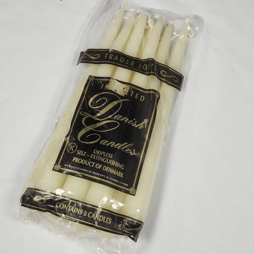 Trader Joe's EIGHT CANDLES Dripless‎ & Self-Extinguishing, Ivory Vintage
